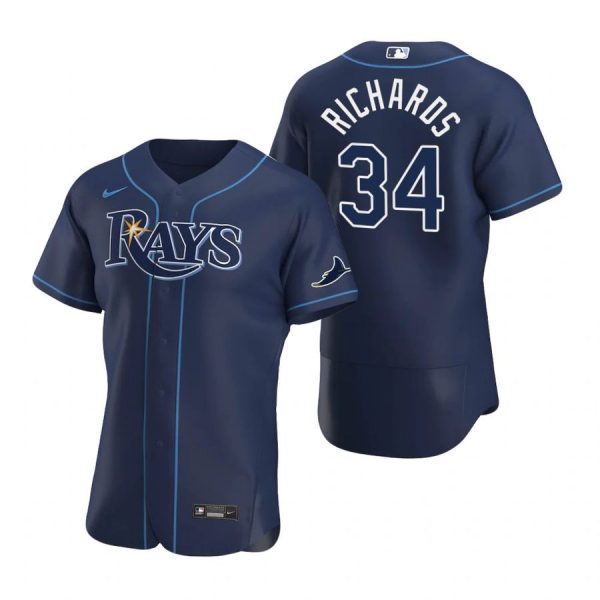 Personalized Men’s Trevor Richards Tampa Bay Rays Flex Base Jersey White Blue Navy