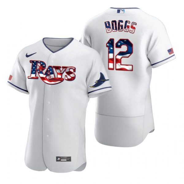 Personalized Men’s Wade Boggs Tampa Bay Rays Flex Base Jersey White Stars White Stars