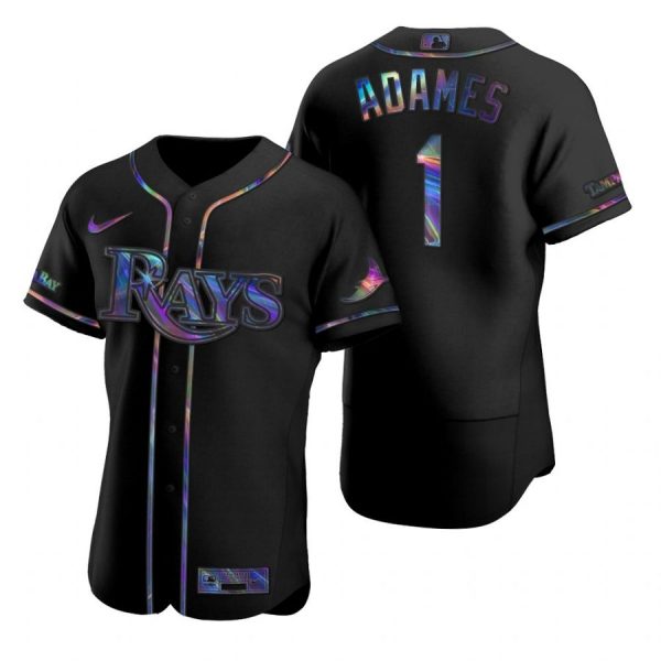 Personalized Men’s Willy Adames Tampa Bay Rays Flex Base Jersey White Blue Black Holographic