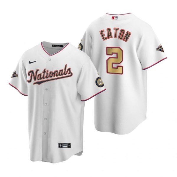 Personalized Men’s Adam Eaton Washington Nationals Cool Base Jersey Navy World Series Champions White Gold WS