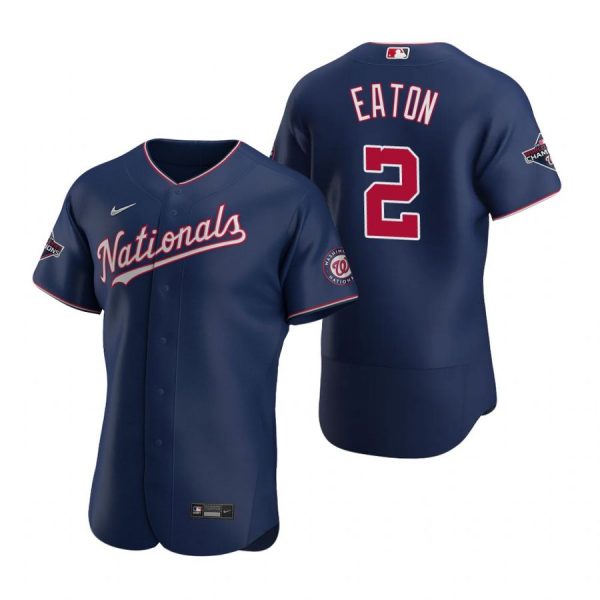 Personalized Men’s Adam Eaton Washington Nationals Flex Base Jersey Red World Series Champions Navy WS