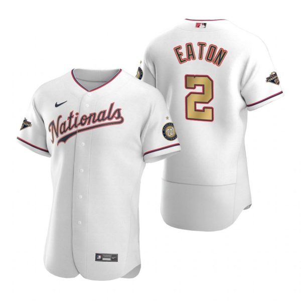 Personalized Men’s Adam Eaton Washington Nationals Flex Base Jersey Red World Series Champions White Gold WS