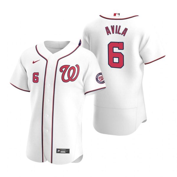 Personalized Men’s Alex Avila Washington Nationals Flex Base Jersey Red White Home