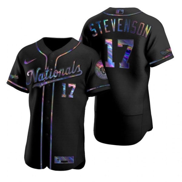 Personalized Men’s Andrew Stevenson Washington Nationals Flex Base Jersey Black Holographic Black Holographic