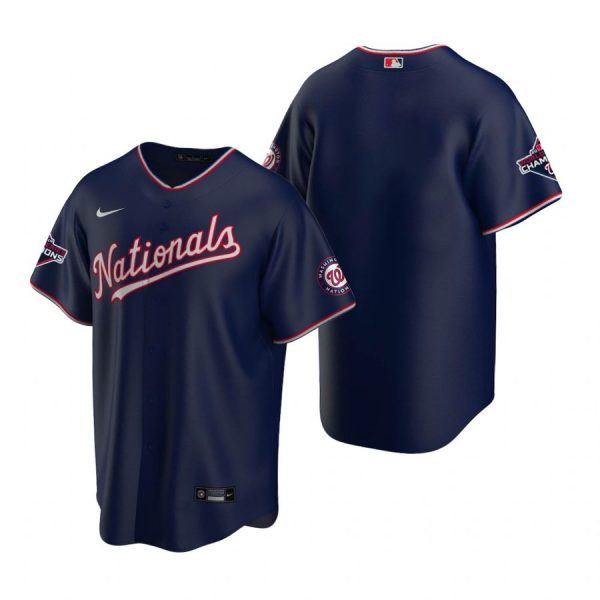 Personalized Men’s Blank Washington Nationals Cool Base Jersey Red World Series Champions Navy WS
