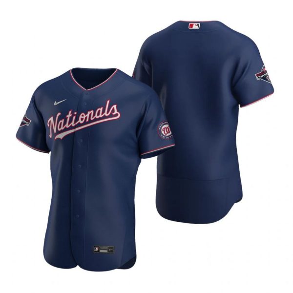 Personalized Men’s Blank Washington Nationals Flex Base Jersey Navy World Series Champions Navy WS