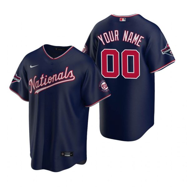 Personalized Men’s Washington Nationals Cool Base Jersey White World Series Champions Navy WS