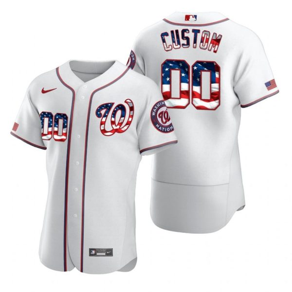 Personalized Men’s Washington Nationals Flex Base Jersey Black Award White Stars