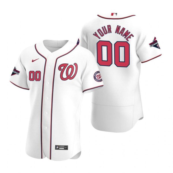 Personalized Men’s Washington Nationals Flex Base Jersey White World Series Champions White WS