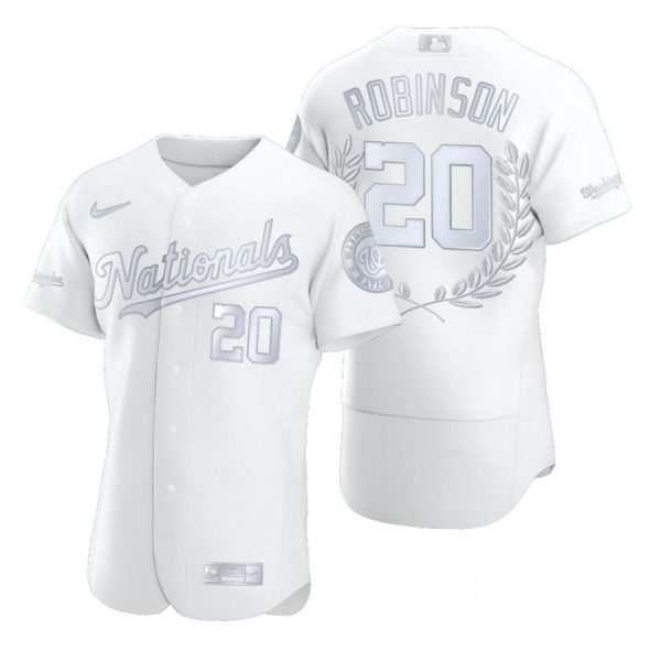 Personalized Men’s Frank Robinson Washington Nationals Flex Base Jersey Black Award White Award