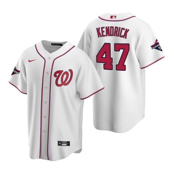 Personalized Men’s Howie Kendrick Washington Nationals Cool Base Jersey Navy World Series Champions White WS