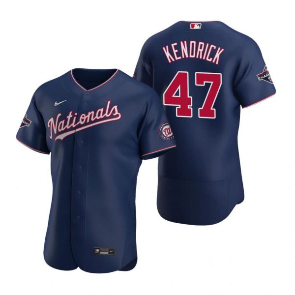 Personalized Men’s Howie Kendrick Washington Nationals Flex Base Jersey Navy World Series Champions Navy WS