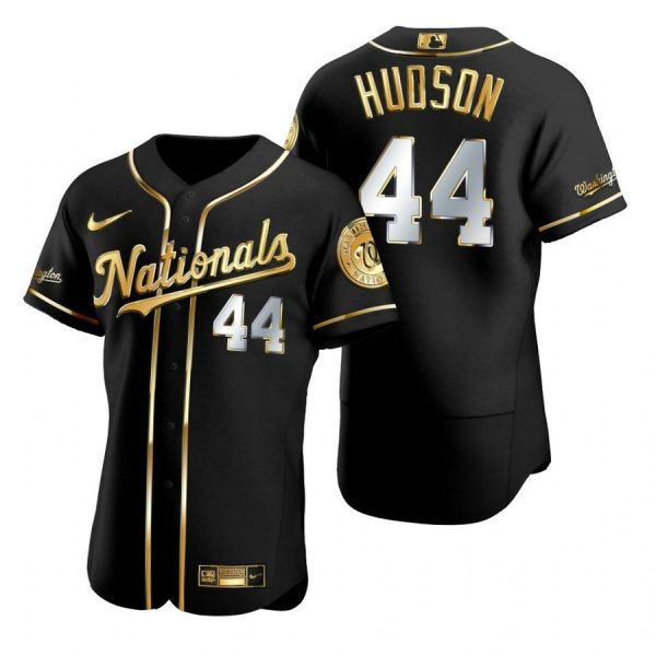 Personalized Men’s Daniel Hudson Washington Nationals Flex Base Jersey Black Golden Black Golden