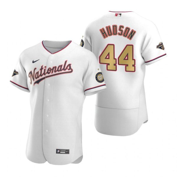 Personalized Men’s Daniel Hudson Washington Nationals Flex Base Jersey Navy World Series Champions White Gold WS