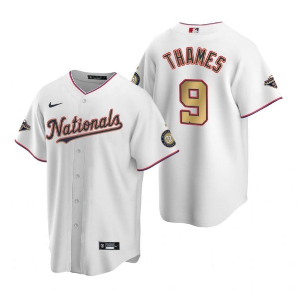 Personalized Men’s Eric Thames Washington Nationals Cool Base Jersey White Gold World Series Champions White Gold WS