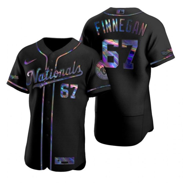 Personalized Men’s Kyle Finnegan Washington Nationals Flex Base Jersey Black Holographic Black Holographic