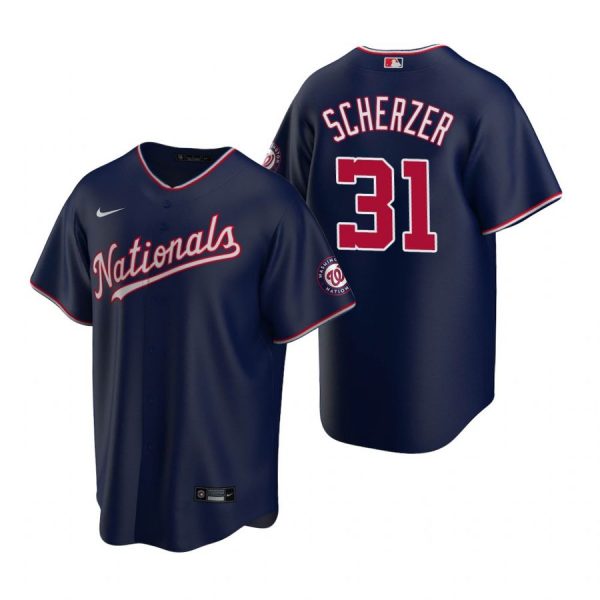 Personalized Men’s Max Scherzer Washington Nationals Cool Base Jersey White Home Navy