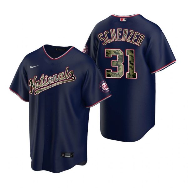 Personalized Men’s Max Scherzer Washington Nationals Cool Base Jersey White Home Navy 2021 Memorial Day