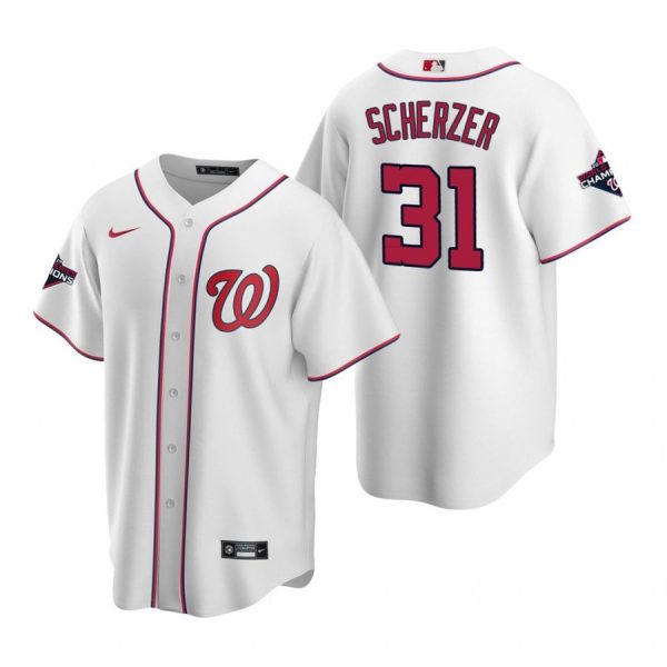 Personalized Men’s Max Scherzer Washington Nationals Cool Base Jersey White World Series Champions White WS
