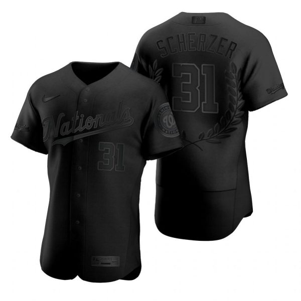 Personalized Men’s Max Scherzer Washington Nationals Flex Base Jersey Black Award Black Award