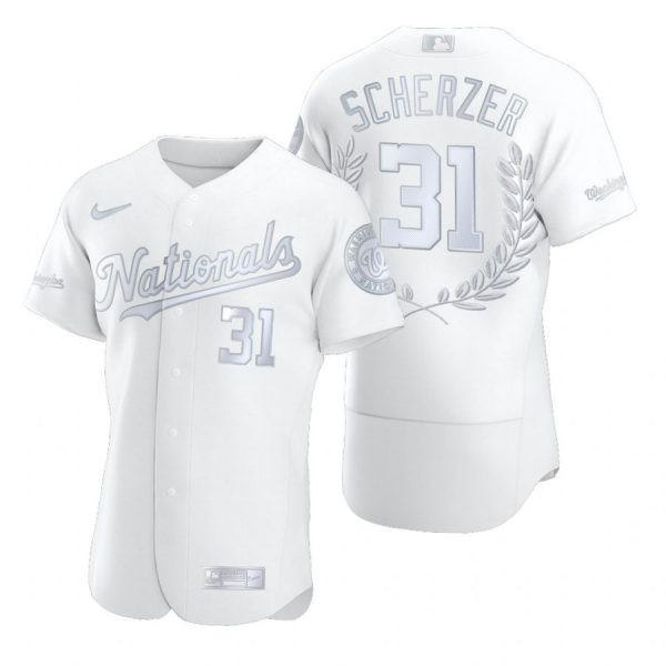 Personalized Men’s Max Scherzer Washington Nationals Flex Base Jersey Black Award White Award