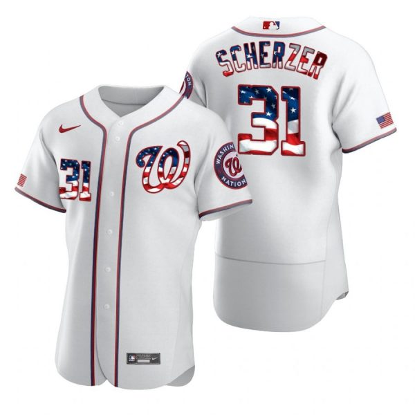 Personalized Men’s Max Scherzer Washington Nationals Flex Base Jersey Black Award White Stars