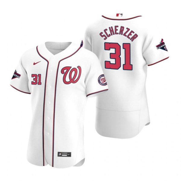 Personalized Men’s Max Scherzer Washington Nationals Flex Base Jersey White World Series Champions White WS