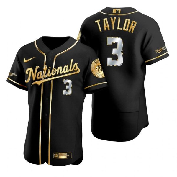Personalized Men’s Michael A. Taylor Washington Nationals Flex Base Jersey Black Golden Black Golden