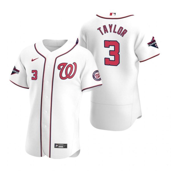 Personalized Men’s Michael A. Taylor Washington Nationals Flex Base Jersey White Gold World Series Champions White WS
