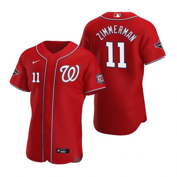 Personalized Men’s Ryan Zimmerman Washington Nationals Flex Base Jersey Navy World Series Champions Red WS