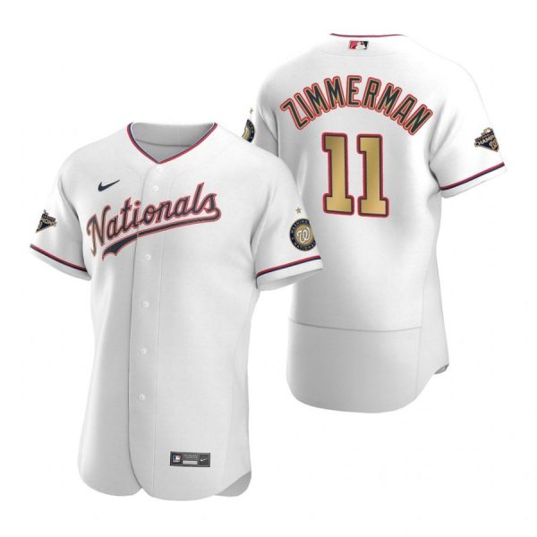 Personalized Men’s Ryan Zimmerman Washington Nationals Flex Base Jersey Navy World Series Champions White Gold WS