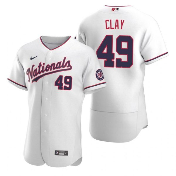 Personalized Men’s Sam Clay Washington Nationals Flex Base Jersey Red White Alternate