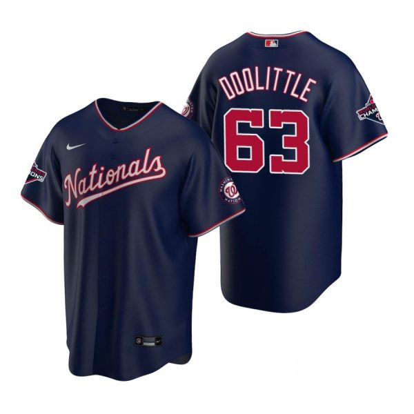Personalized Men’s Sean Doolittle Washington Nationals Cool Base Jersey White World Series Champions Navy WS