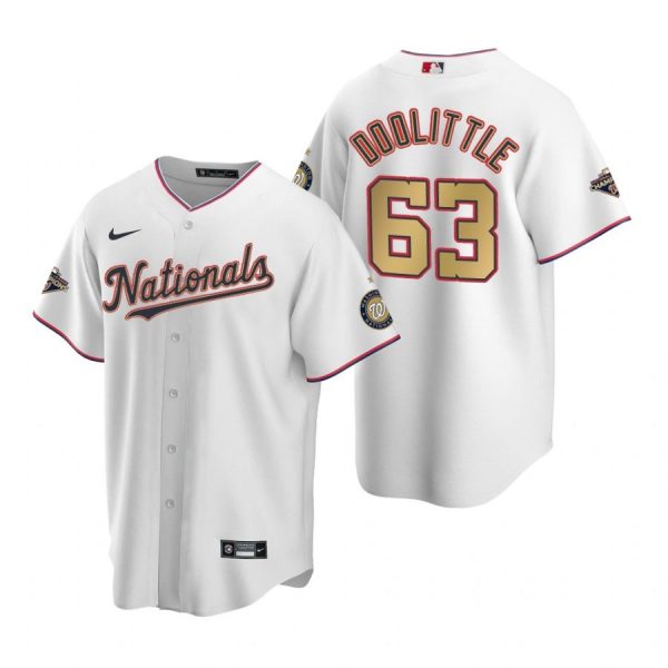 Personalized Men’s Sean Doolittle Washington Nationals Cool Base Jersey White World Series Champions White Gold WS