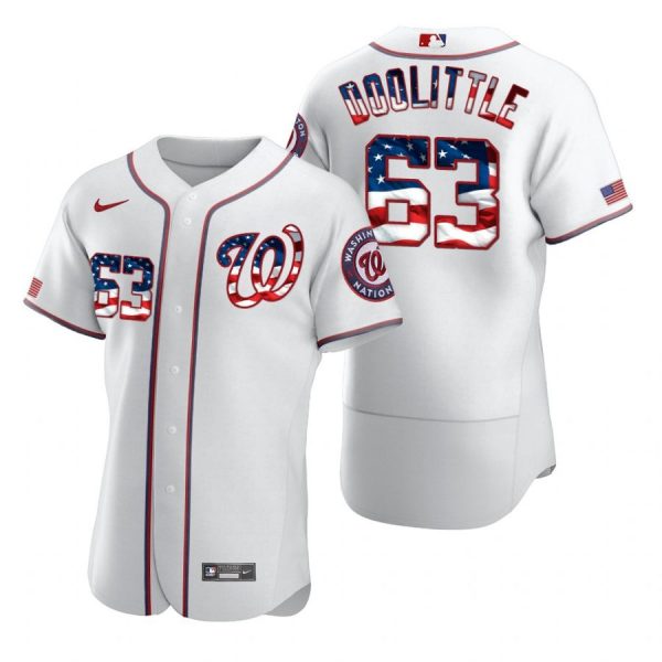 Personalized Men’s Sean Doolittle Washington Nationals Flex Base Jersey Black Golden White Stars