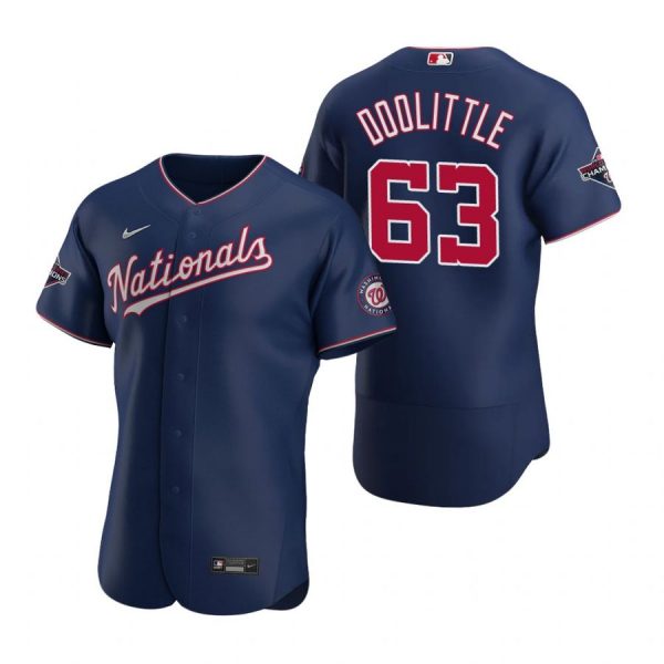 Personalized Men’s Sean Doolittle Washington Nationals Flex Base Jersey White World Series Champions Navy WS