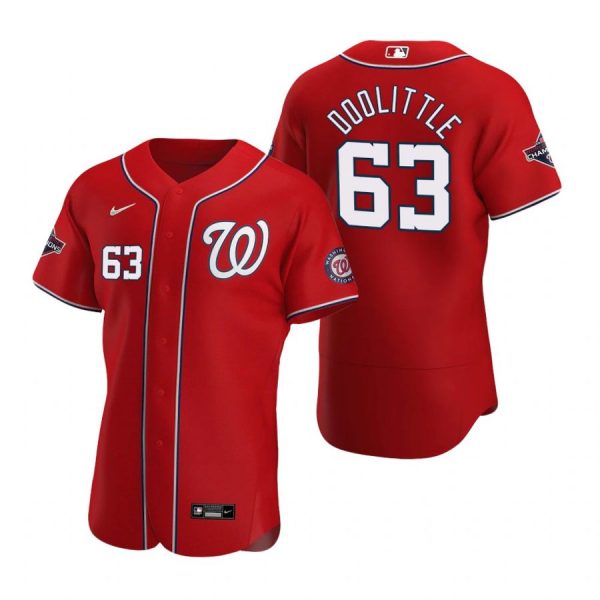 Personalized Men’s Sean Doolittle Washington Nationals Flex Base Jersey White World Series Champions Red WS