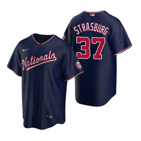 Personalized Men’s Stephen Strasburg Washington Nationals Cool Base Jersey Red Navy