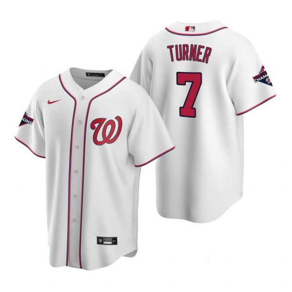 Personalized Men’s Trea Turner Washington Nationals Cool Base Jersey Navy World Series Champions White WS