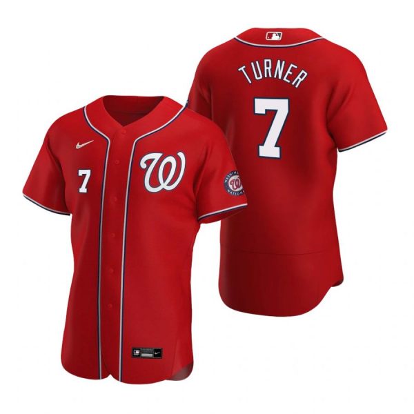 Personalized Men’s Trea Turner Washington Nationals Flex Base Jersey Black Golden Red