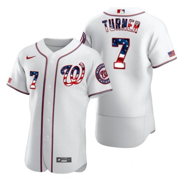 Personalized Men’s Trea Turner Washington Nationals Flex Base Jersey Black Golden White Stars