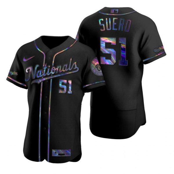 Personalized Men’s Wander Suero Washington Nationals Flex Base Jersey Black Holographic Black Holographic