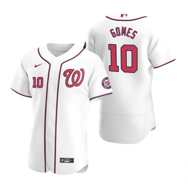 Personalized Men’s Yan Gomes Washington Nationals Flex Base Jersey Black Golden White Home