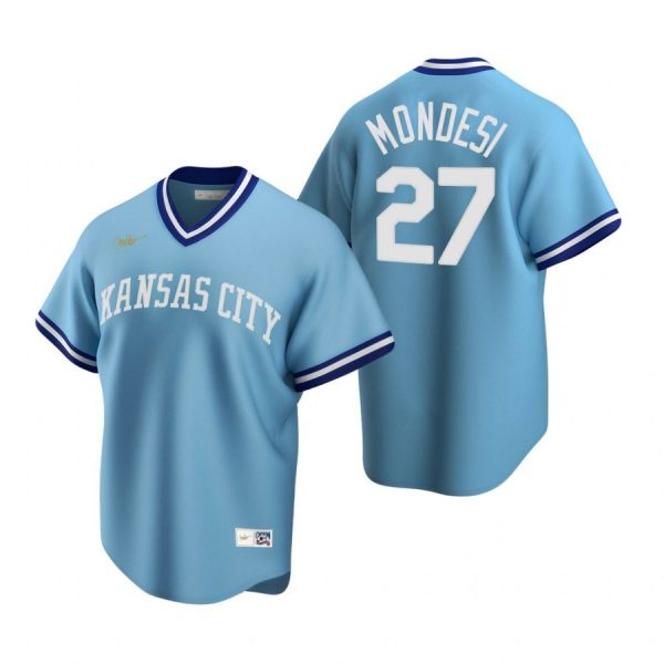 Personalized Men’s Adalberto Mondesi Kansas City Royals Cool Base Jersey Light Blue Cooperstown
