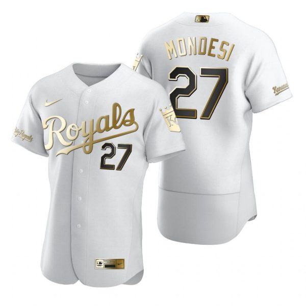 Personalized Men’s Adalberto Mondesi Kansas City Royals Flex Base Jersey White Golden