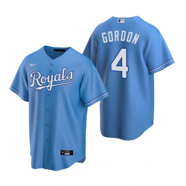 Personalized Men’s Alex Gordon Kansas City Royals Cool Base Jersey Light Blue