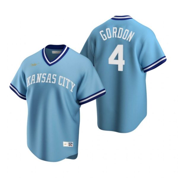 Personalized Men’s Alex Gordon Kansas City Royals Cool Base Jersey Light Blue Cooperstown