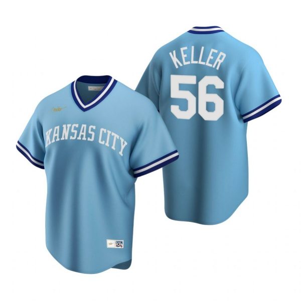 Personalized Men’s Brad Keller Kansas City Royals Cool Base Jersey Light Blue Cooperstown