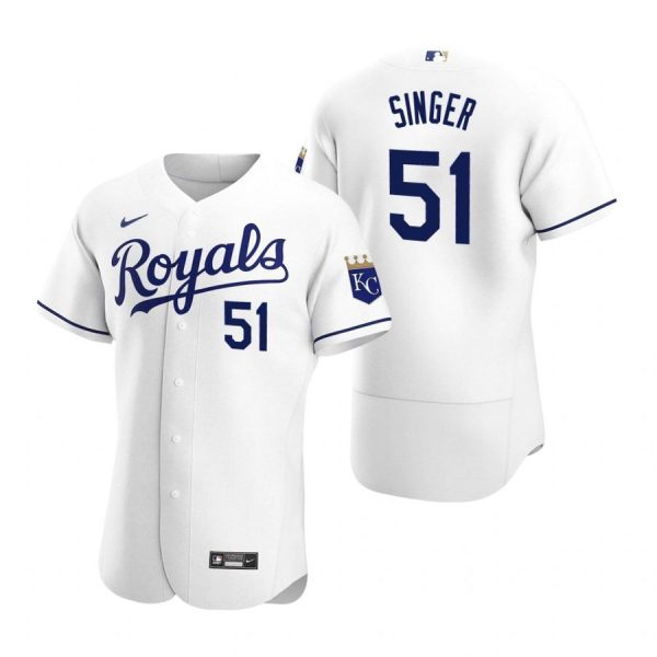 Personalized Men’s Brady Singer Kansas City Royals Flex Base Jersey White