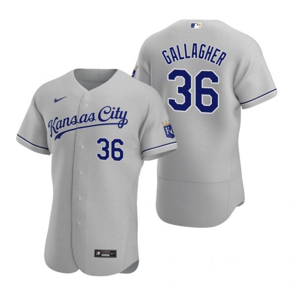 Personalized Men’s Cam Gallagher Kansas City Royals Flex Base Jersey Gray